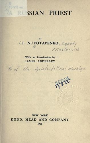 Cover for A Russian priest