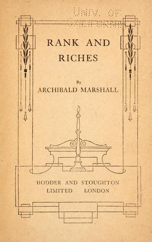 Cover for Rank and riches