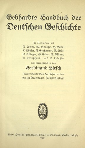 Cover for Gebhardts Handbuch der deutschen Geschichte