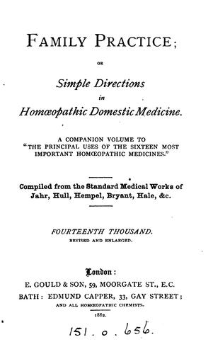 Cover for Family practice; or, Simple directions in homœopathic domestic medicine