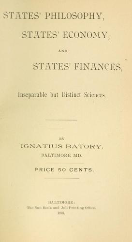 Cover for States' philosophy, states' economy, and states' finances