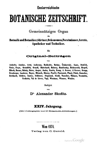 Cover for Österreichische botanische Zeitschrift.