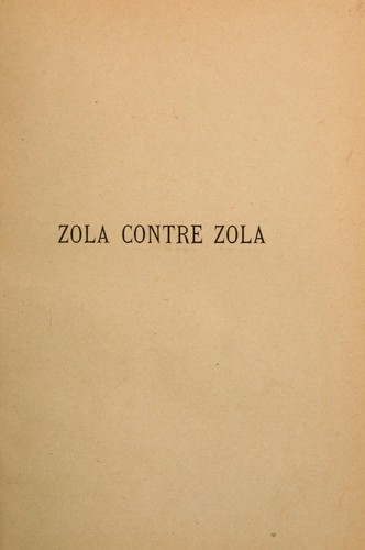 Cover for Zola contre Zola