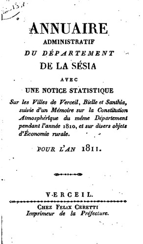 Cover for Annuaire administratif du département de la Sésia