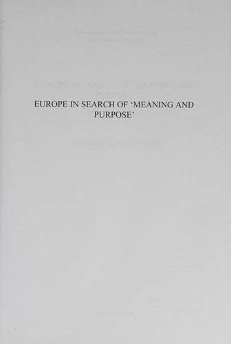 Cover for Europe in search of 'meaning and purpose'