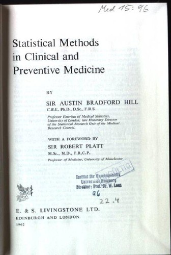 Cover for Statistical methods in clinical and preventive medicine.