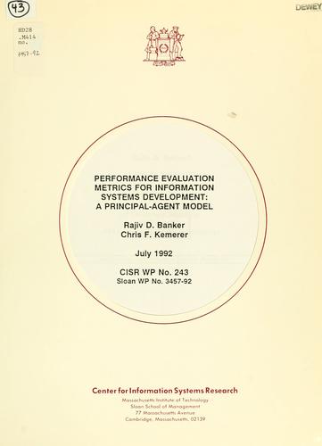 Cover for Performance evaluation metrics for information systems development