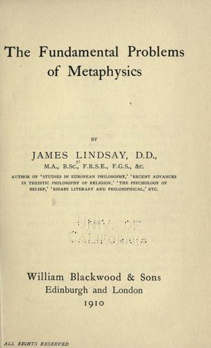 Cover for The fundamental problems of metaphysics