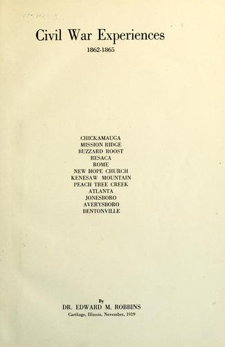 Cover for Civil War experiences, 1862-1865
