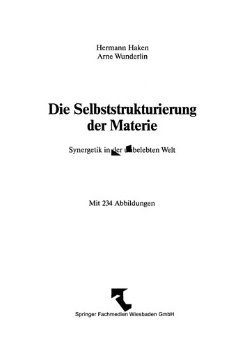 Cover for Die Selbststrukturierung der Materie