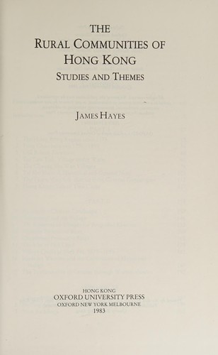 Cover for The rural communities of Hong Kong