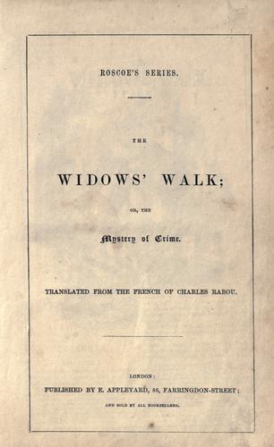 Cover for The widow's walk; or, The mystery of crime.