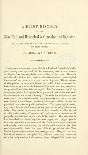 Cover for A brief history of the New England historical & genealogical register