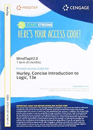 Cover for MindTapV2.0 for Hurley/Watson's A Concise Introduction Logic, 1 term Printed Access Card