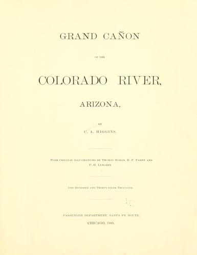 Cover for Grand cañon of the Colorado river, Arizona.
