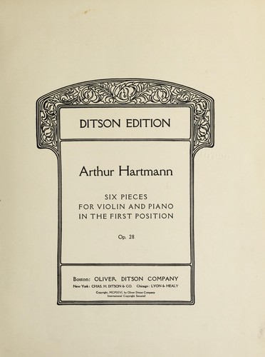 Cover for Six pieces for violin and piano in the first position