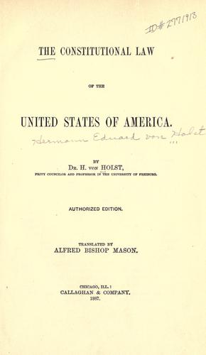 Cover for The constitutional law of the United States of America.