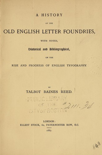 Cover for A history of the old English letter foundries