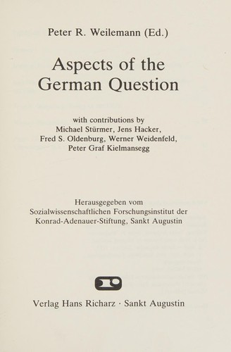 Cover for Aspects of the German question