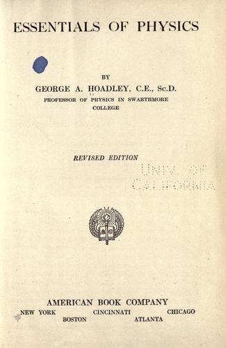Cover for Essentials of physics