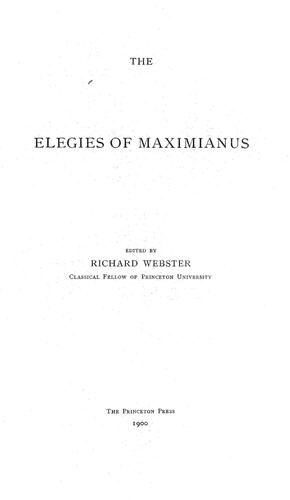 Cover for The elegies of Maximianus