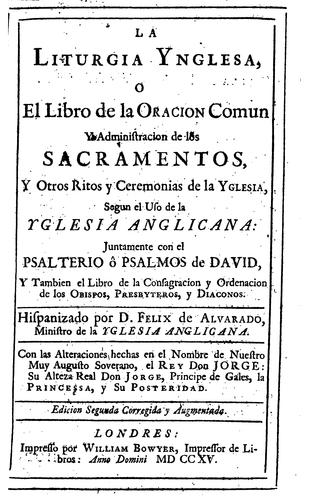 Cover for La liturgia ynglesa, o el libro de oracion comun y administracion de los ...