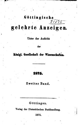 Cover for Göttingische Gelehrte Anzeigen