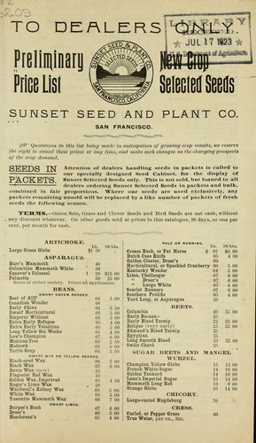 Cover for Preliminary price list