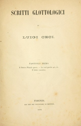 Cover for Scritti glottologici