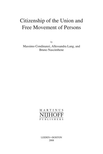 Cover for Citizenship of the Union and free movement of persons