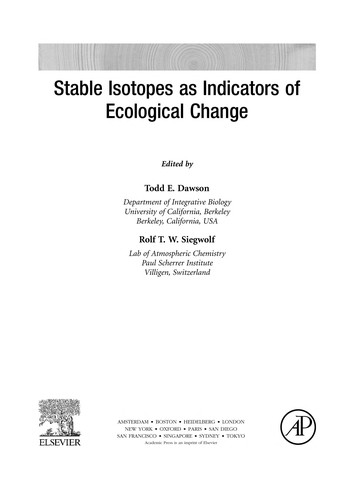 Cover for Stable isotopes as indicators of ecological change