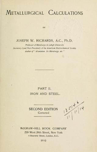 Cover for Metallurgical calculations