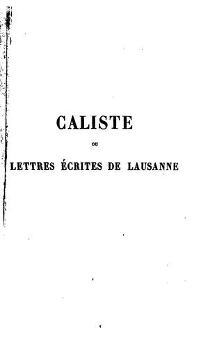 Cover for Caliste, ou Lettres écrites de Lausanne
