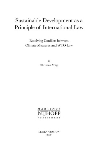 Cover for Sustainable development as a principle of international law