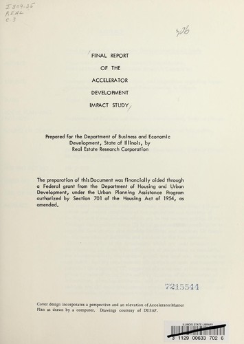 Cover for Final report of the accelerator development impact study