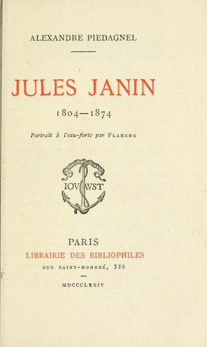 Cover for Jules Janin, 1804-1874