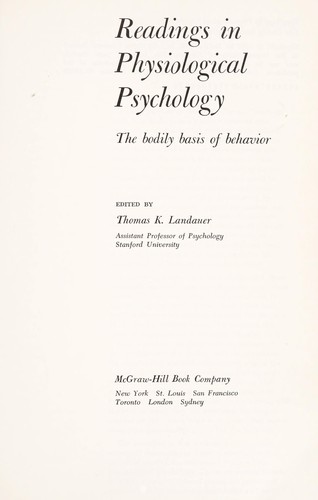 Cover for Readings in physiological psychology