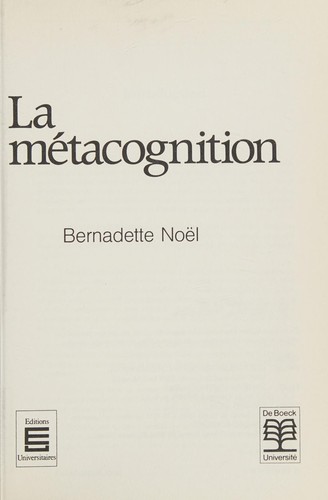 Cover for La métacognition