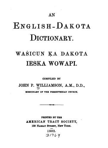 Cover for English-Dakota dictionary.