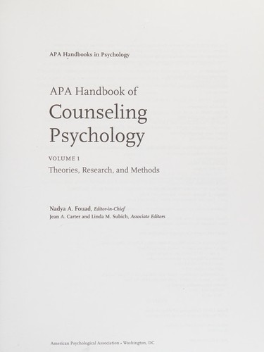 Cover for APA handbook of counseling psychology