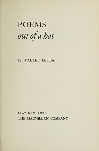 Cover for Poems out of a hat.