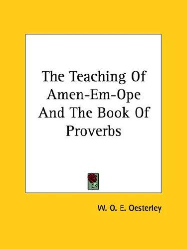 Cover for The Teaching of Amen-em-ope and the Book of Proverbs
