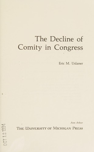 Cover for The decline of comity in Congress