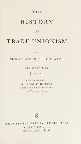 Cover for The history of trade unionism
