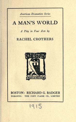 Cover for A man's world