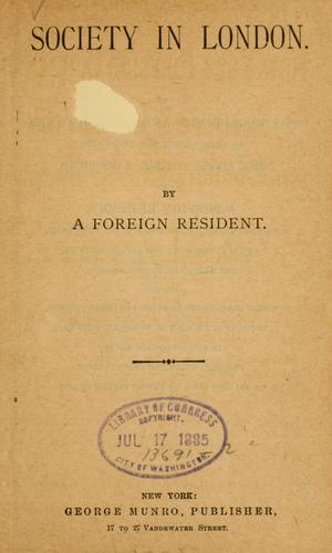 Cover for Society in London.
