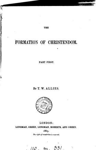 Cover for The formation of Christendom