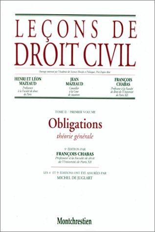 Cover for Leçons de droit civil, tome 2, 1re partie, 9e édition. Obligations 