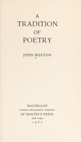 Cover for A tradition of poetry.