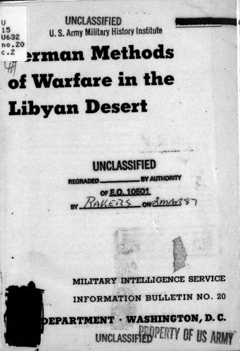 Cover for German Methods Of Warfare In The Libyan Desert